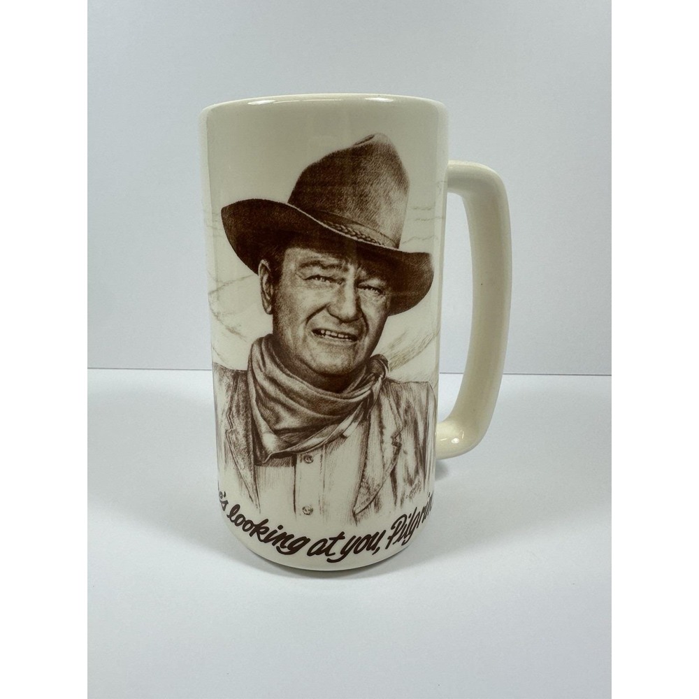 John Wayne Mug Here's Looking At You, Pilgrim Mug Vtg 80 Frank Morton 28 oz